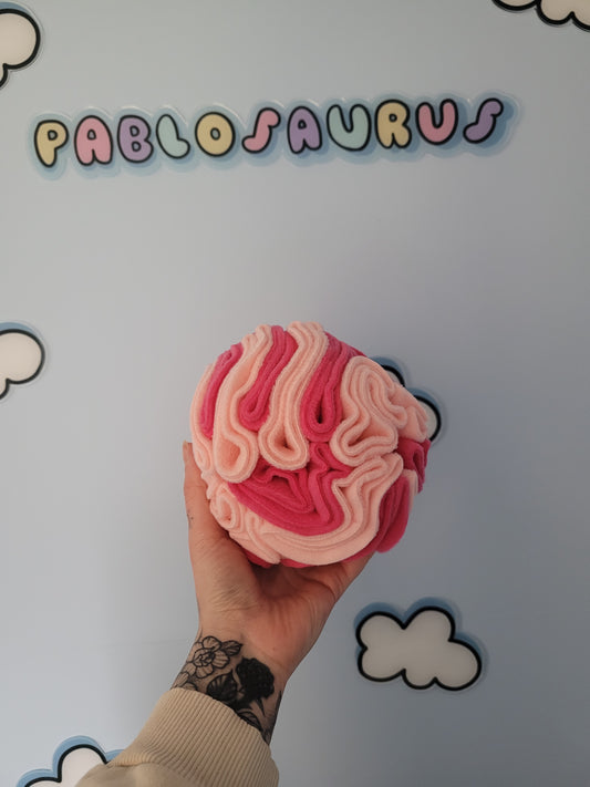 medium snuffle enrichment ball pink/blue