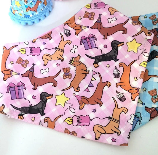 Birthday sausage bandana pink/blue