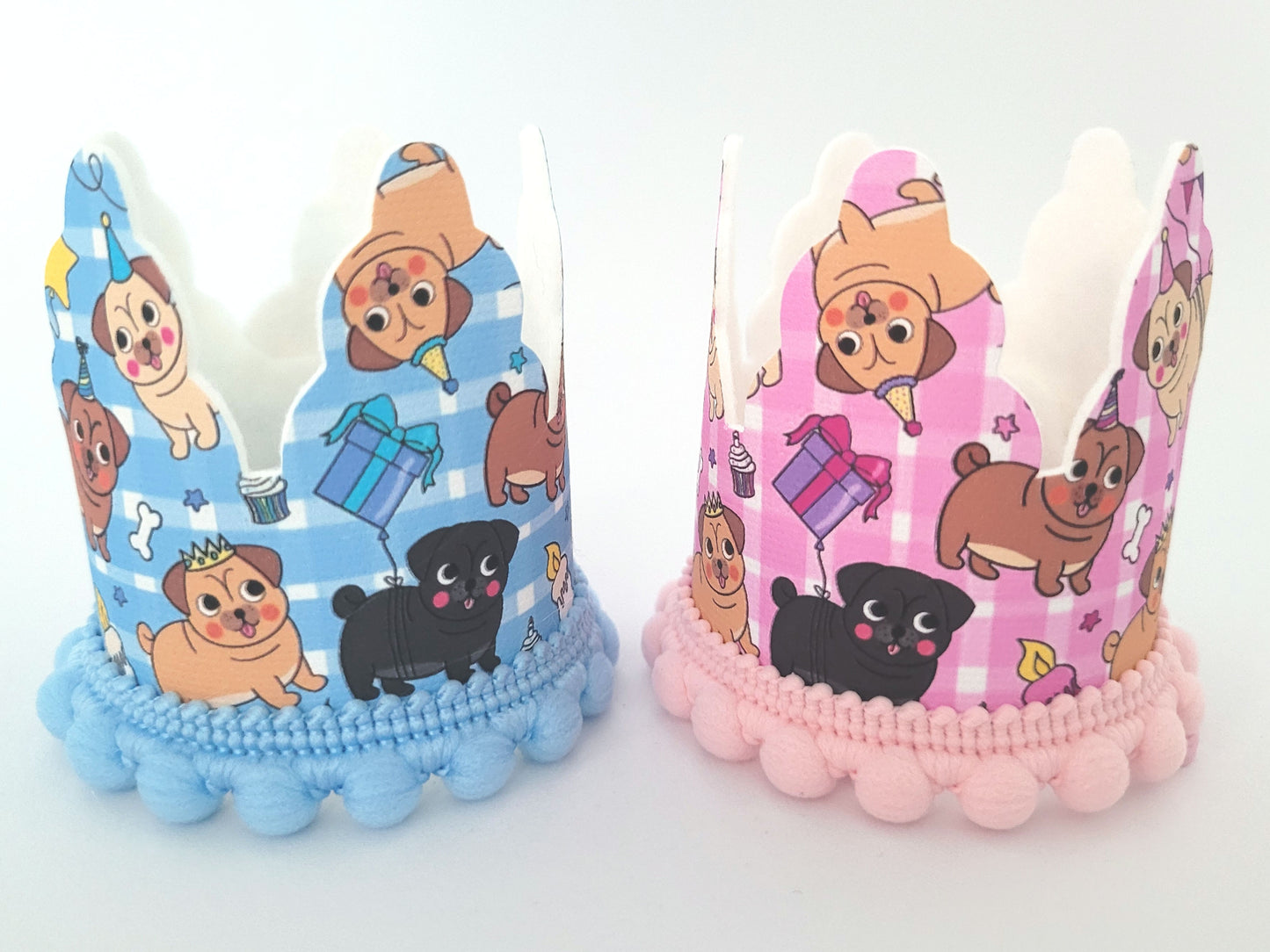 Birthday pug party crown