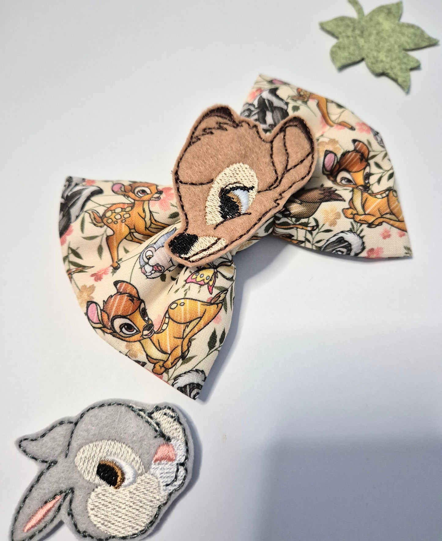 Autumn deer and friends embroidered bowtie