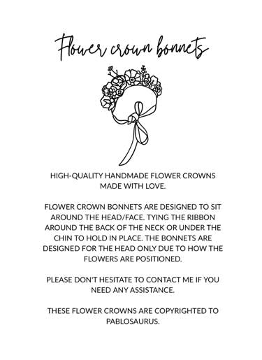 Blue bride flower bonnet (for head only) one available