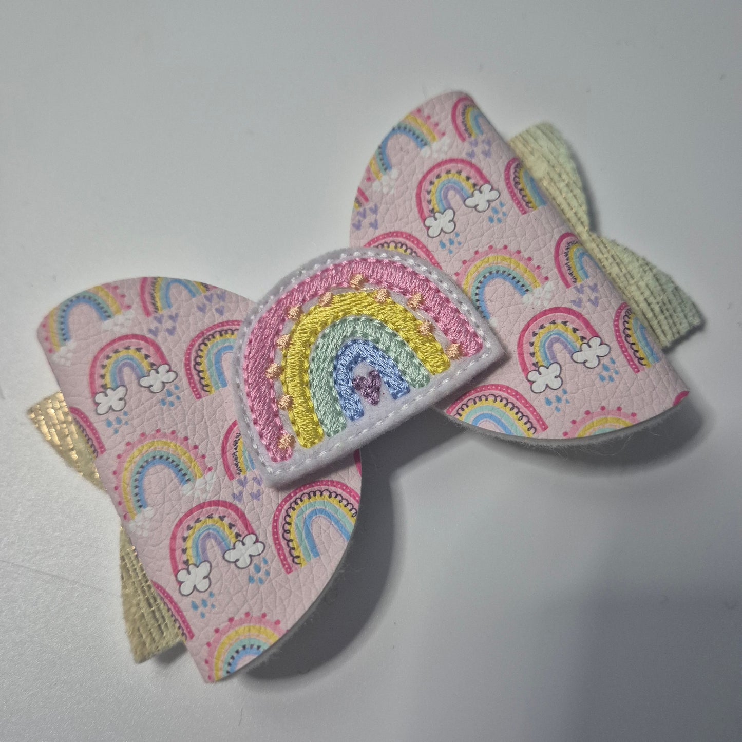 Rainbow canvas bow