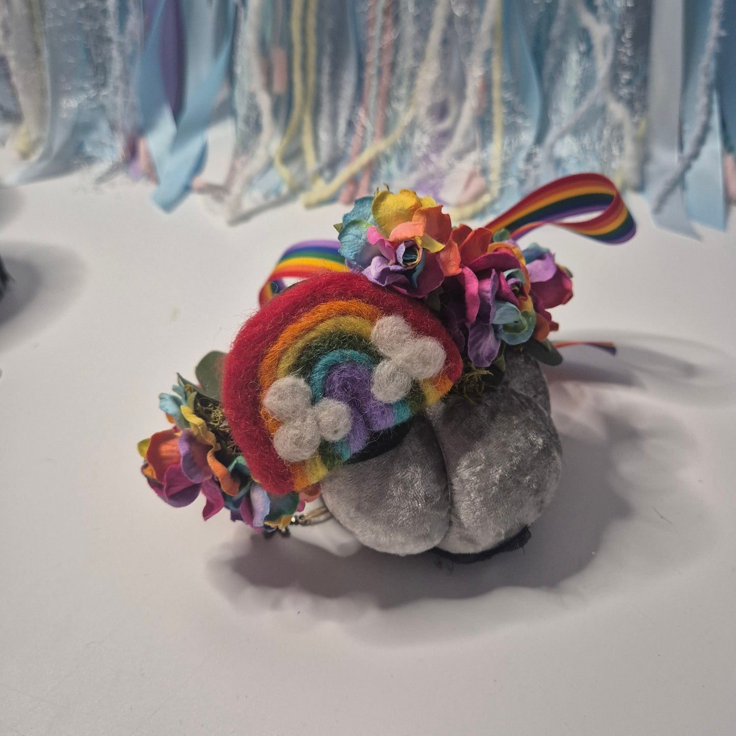 Rainbow felt flower crown