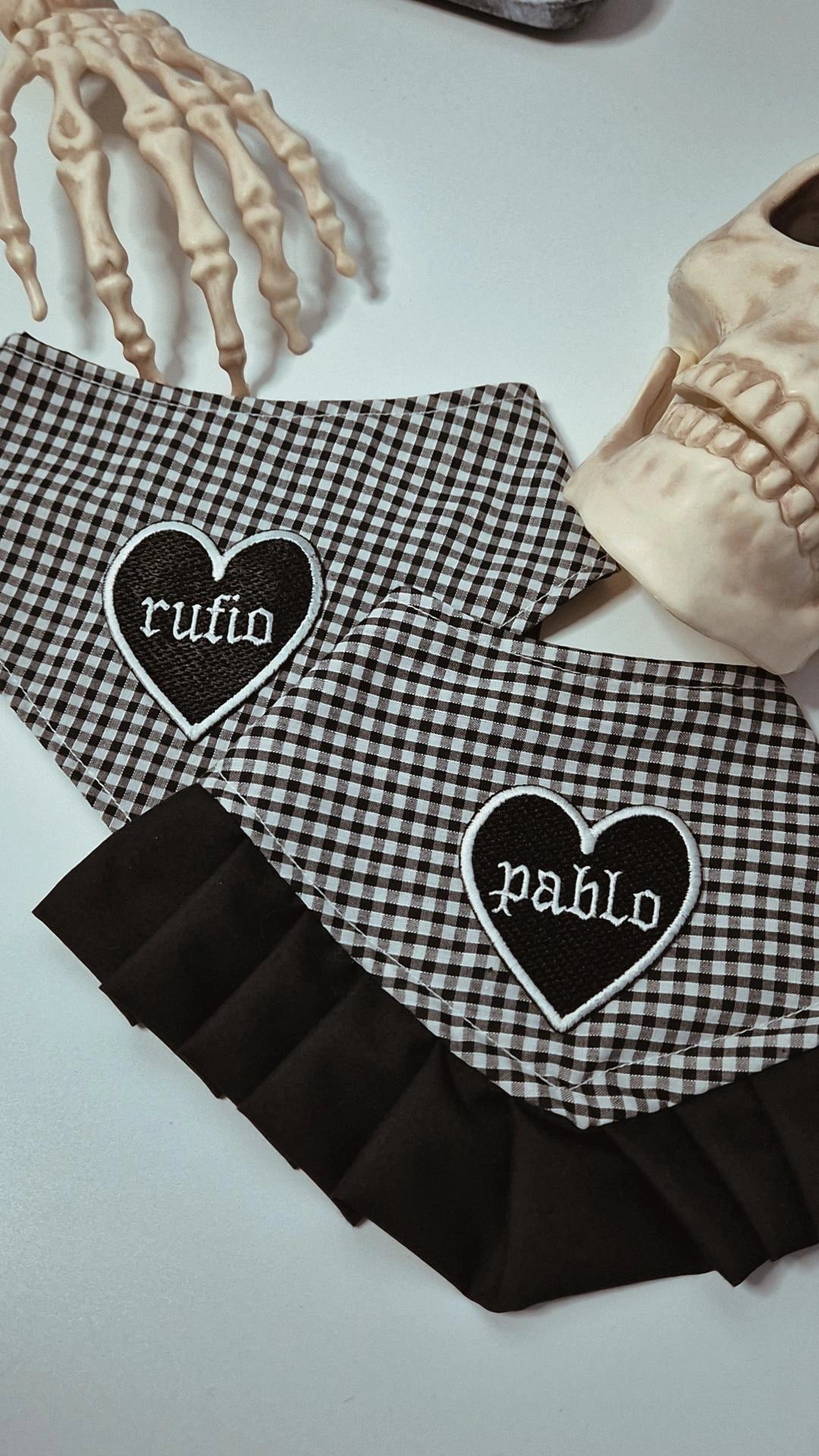 Gothic personalised heart bandana (ruffle option)