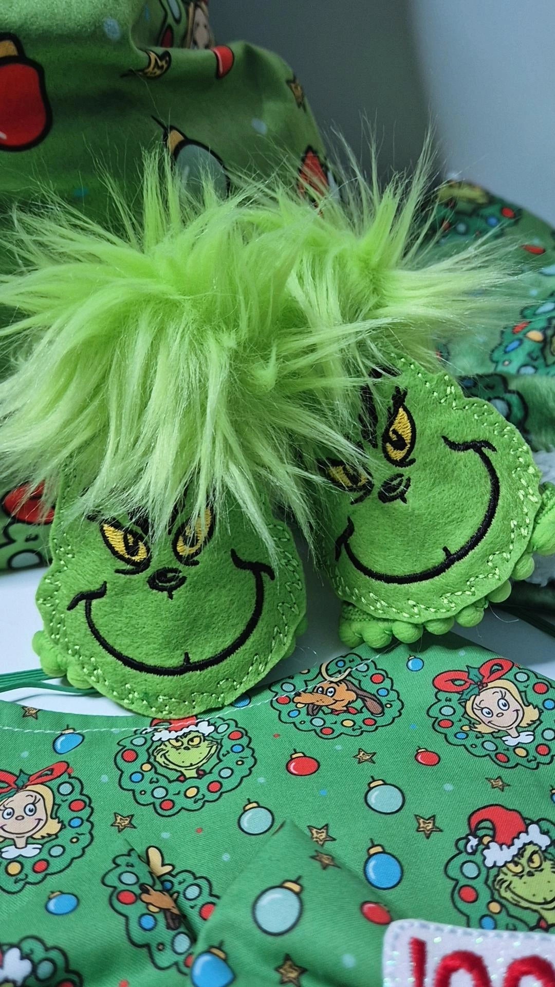 Merry grinchmas luxury pom embroidered party hat