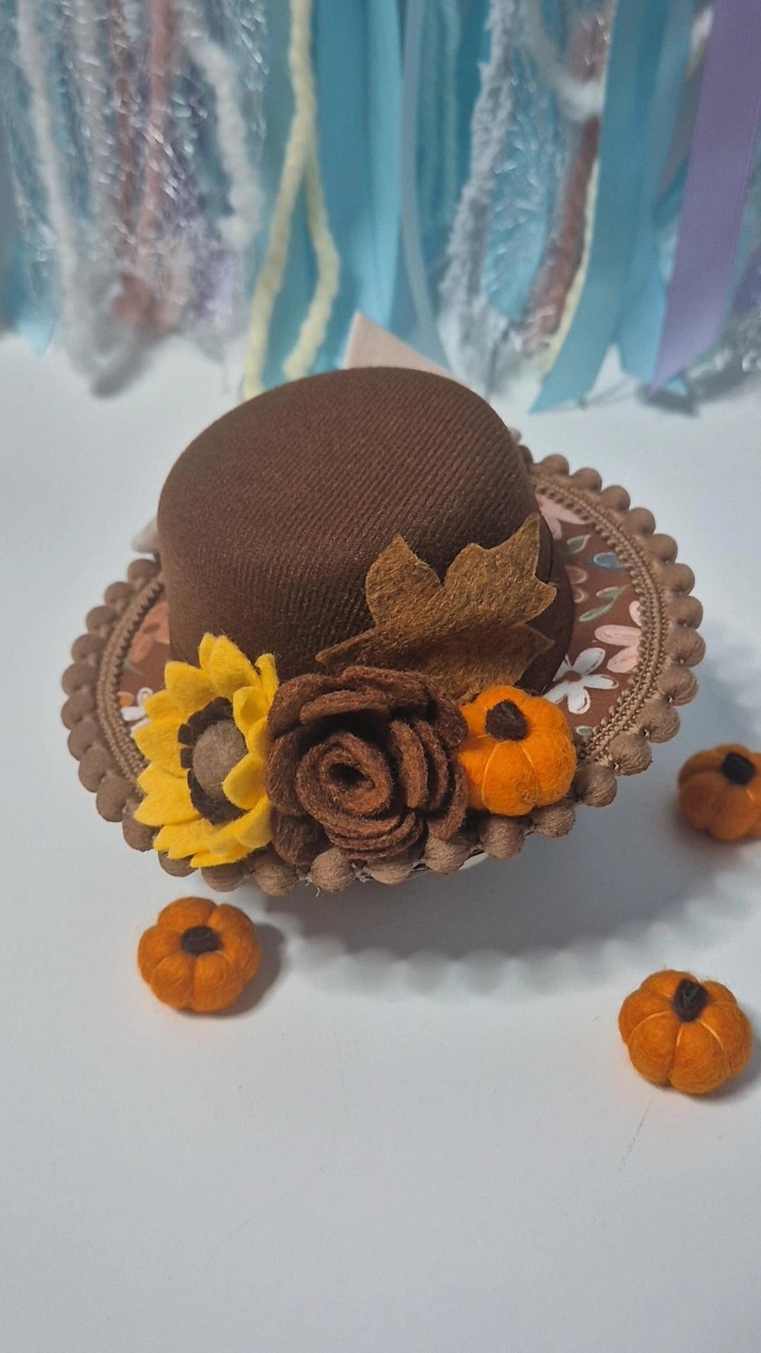 Autumn blooms sunflower bowler hat (one available)