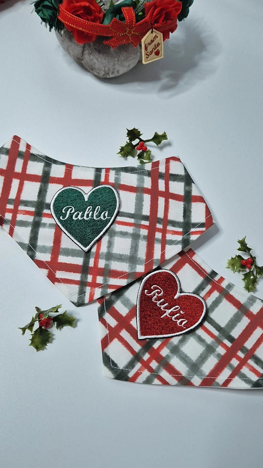 Personalised heart Christmas edition ruffle and non ruffle bandana