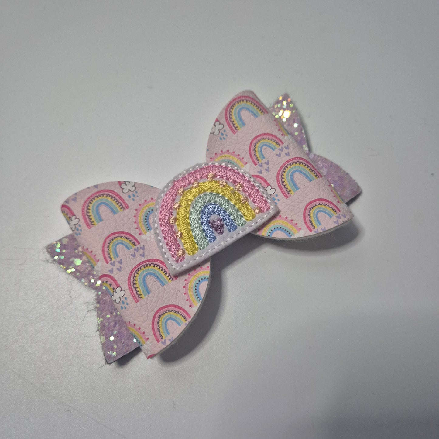 Rainbow canvas bow