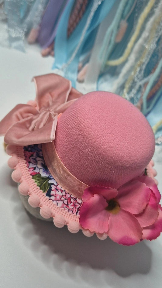 Pink hydrangea bowler hat one off