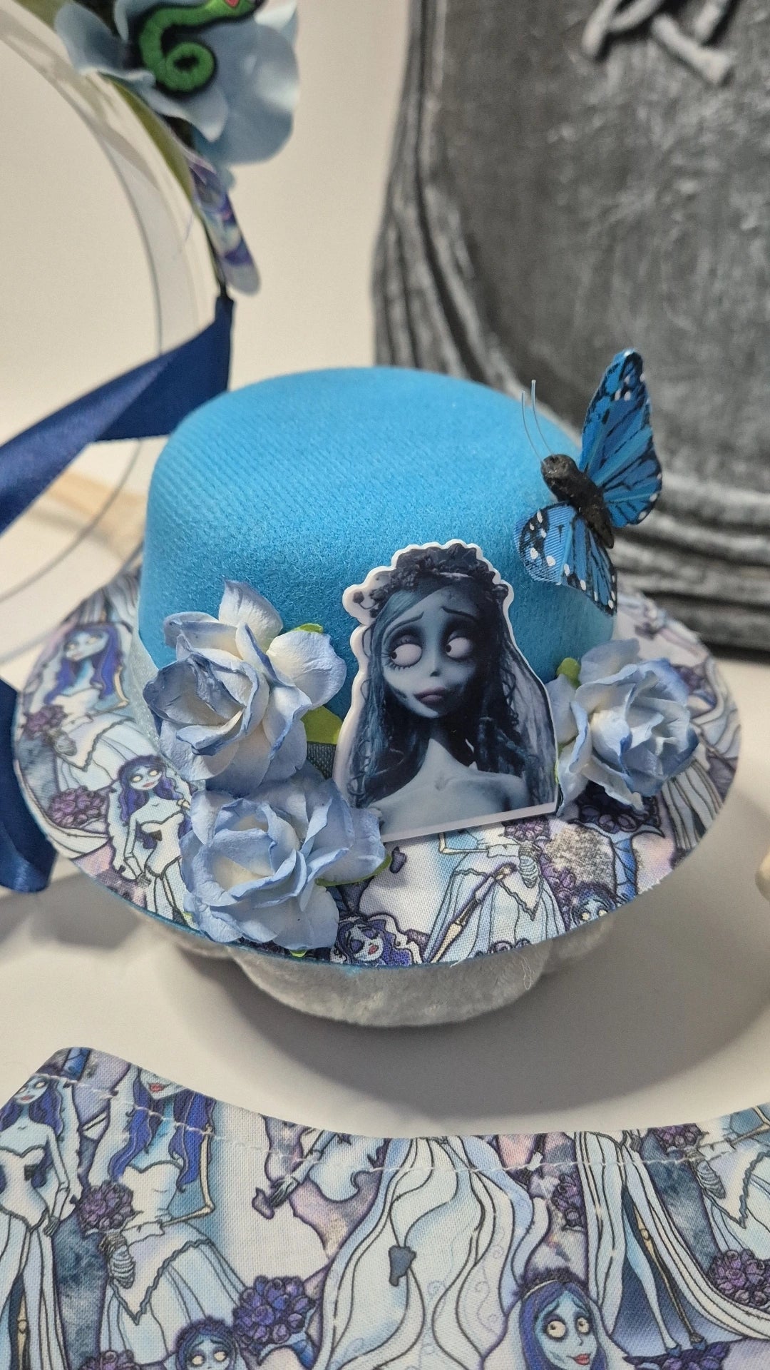 Blue bride hamdmade bowler hat (one available)