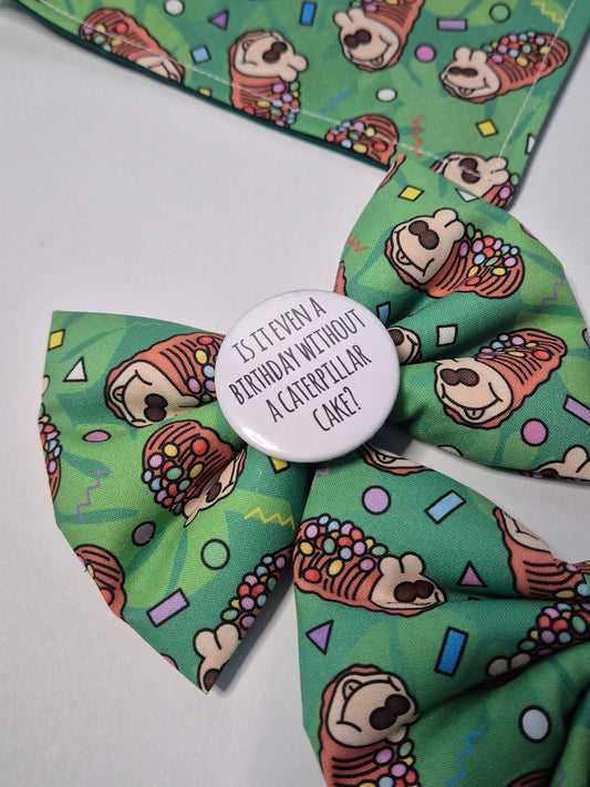 Caterpillar cake slogan bowtie