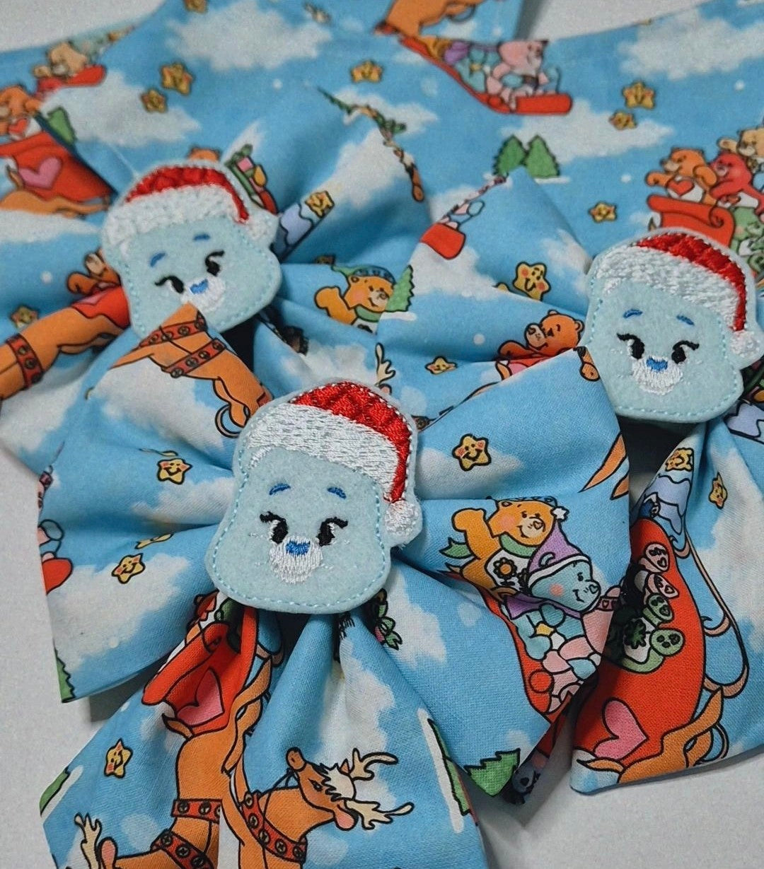 Xmas bears embroidered sailor bow