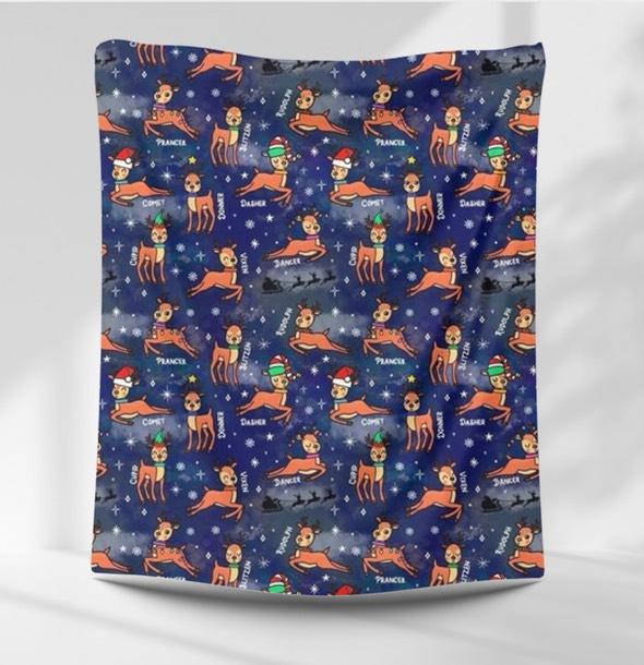 Santas reindeer 150x150 fleece blanket
