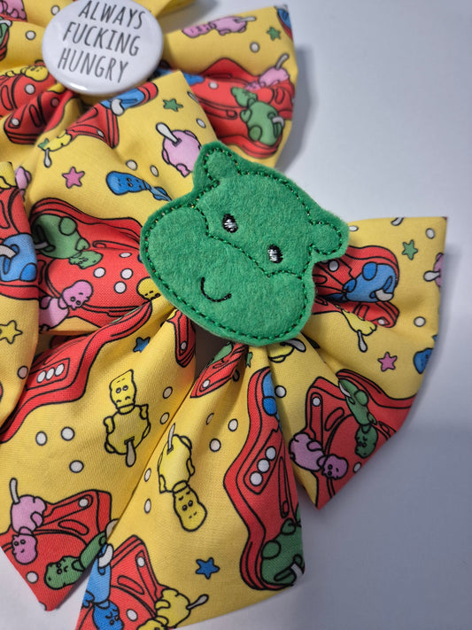 Im a hungry hippo embroidered sailor bow