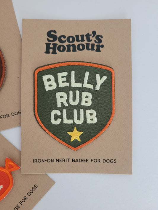 Belly rub club iron on patch