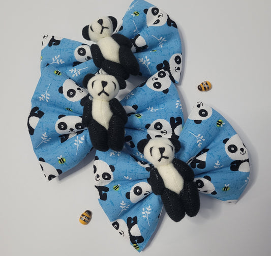 Panda plush teddy bowtie