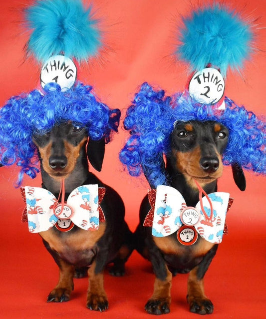 Thing 1 thing 2 hat and bow set
