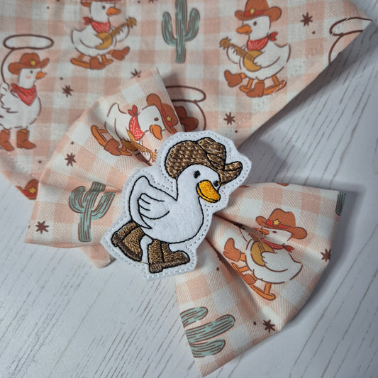 Silly goose cowboy embroidered bowtie