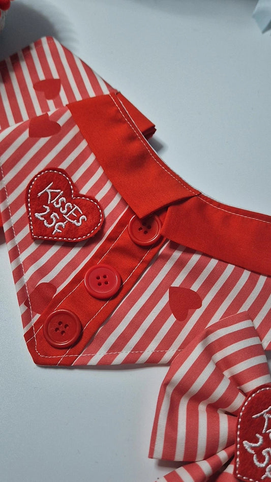 Kisses 25c collar shirt bandana