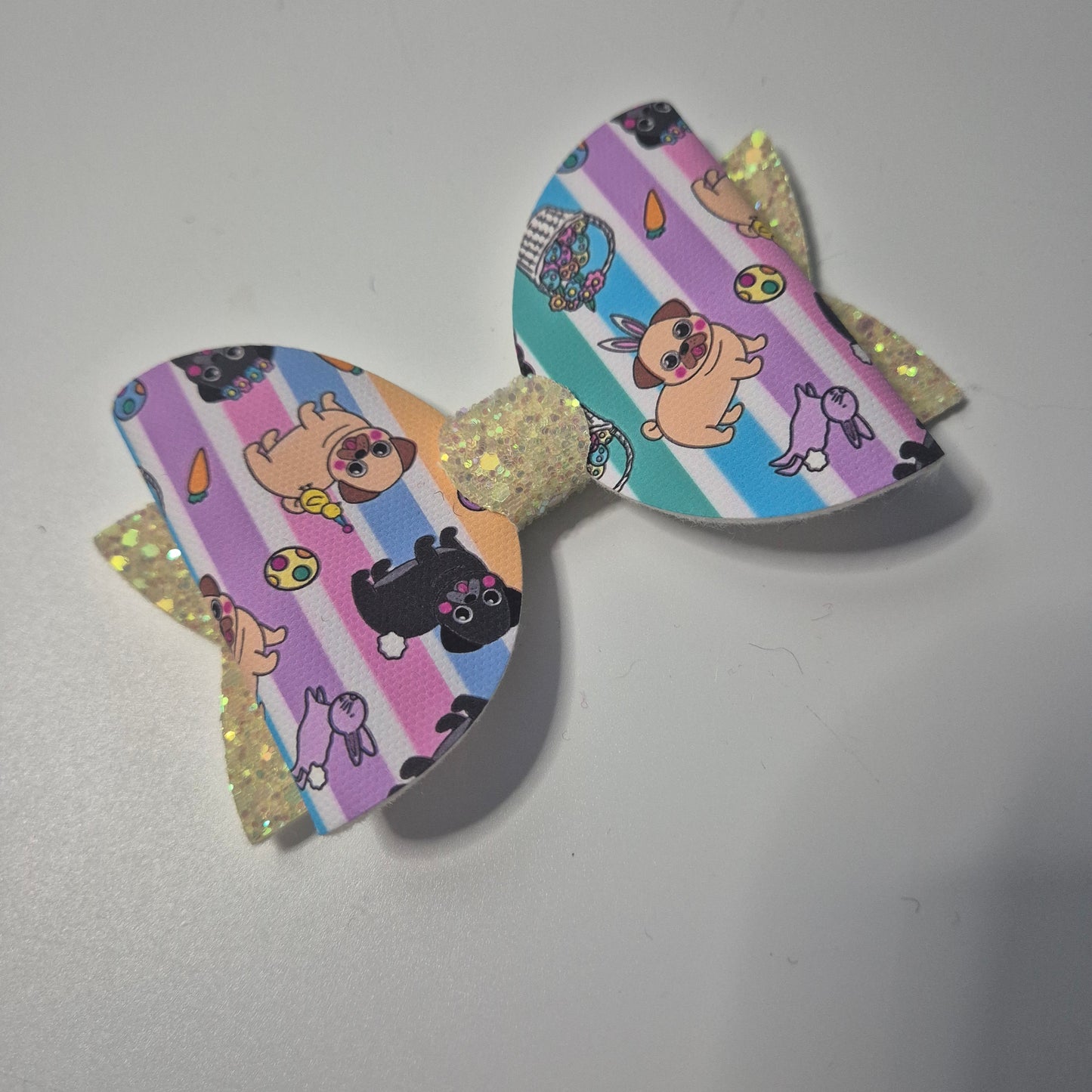 Pug easter canvas bow