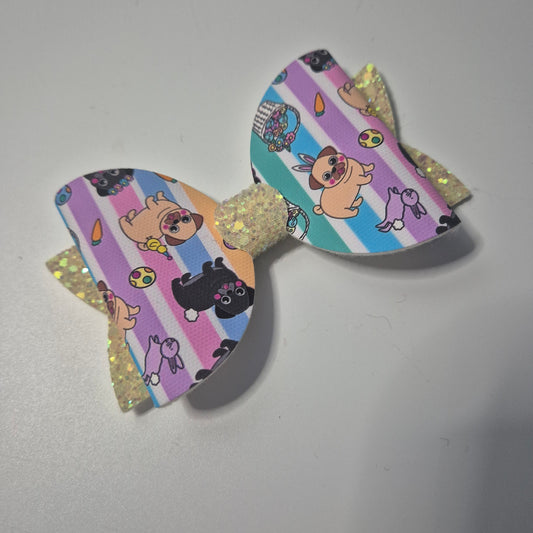 Pug easter canvas bow