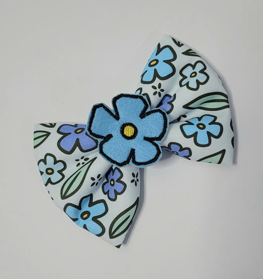 Forget me not embroidered bowtie