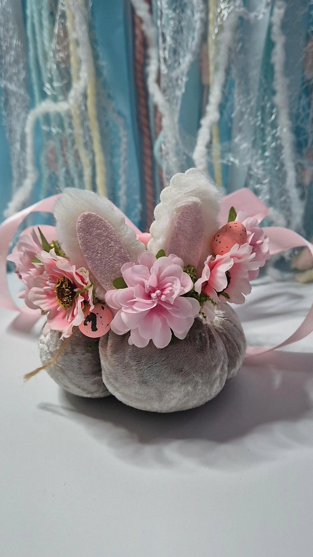 Easter bunny pink floral adjustable flower crown (one available)