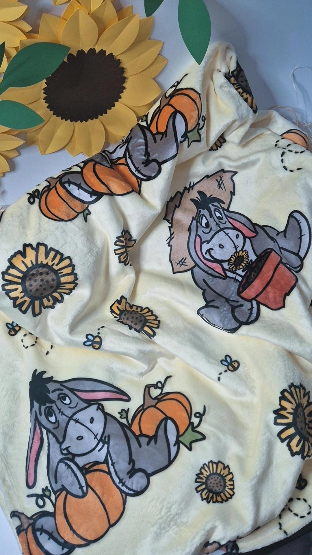 Sunflower donkey 150x150 fleece blanket