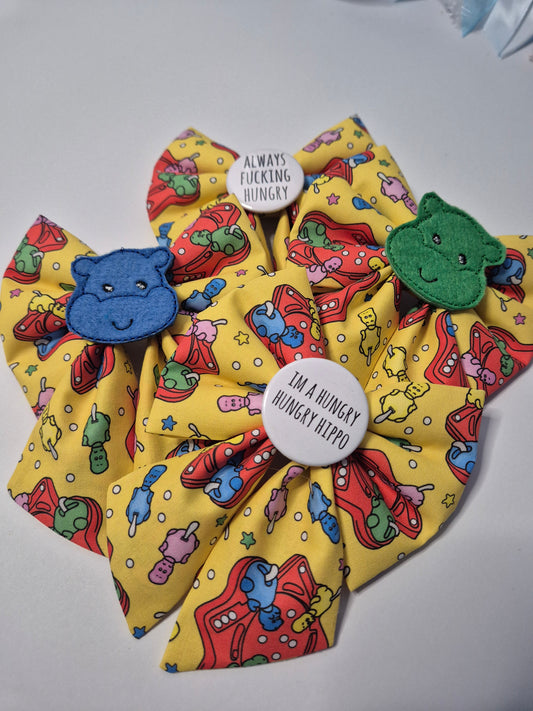 Im a hungry hippo embroidered sailor bow