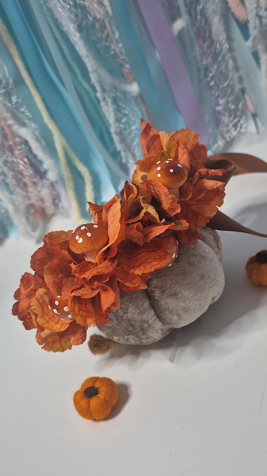 Sunset autumn shrooms adjustable flower crown (one available)