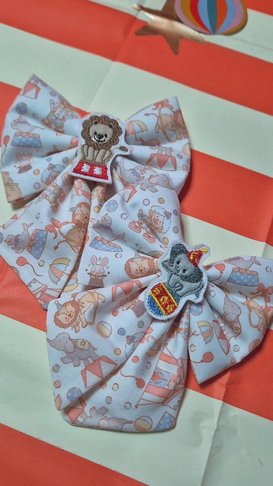 Circus embroidered sailor bow