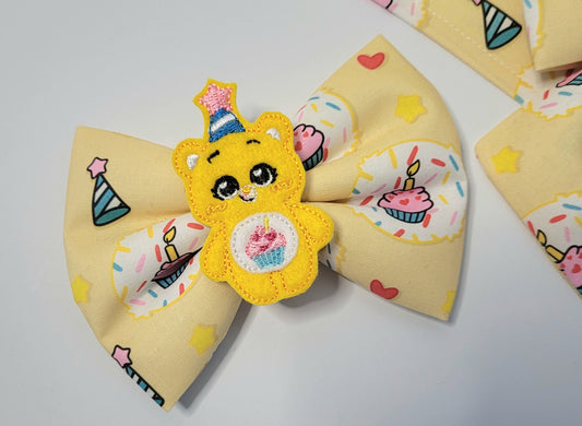 Celebration bear embroidered bowtie