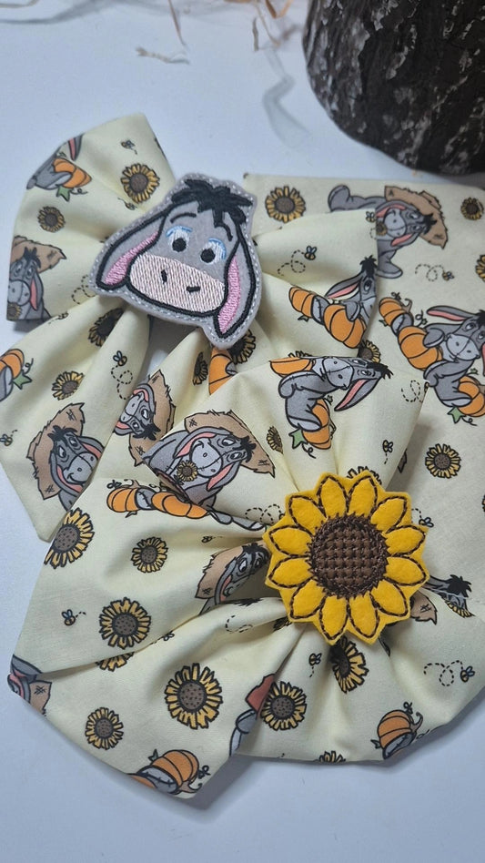 Sunflower donkey embroidered sailor bows