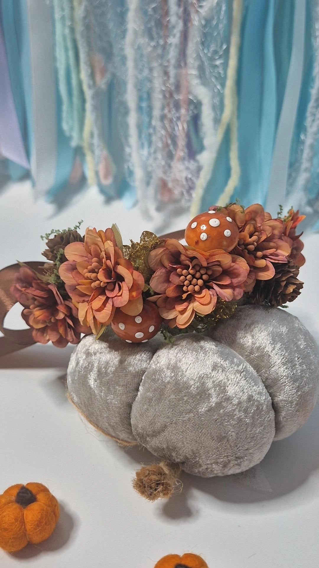 Autumn toadstool blooms adjustable flower crown (one available)