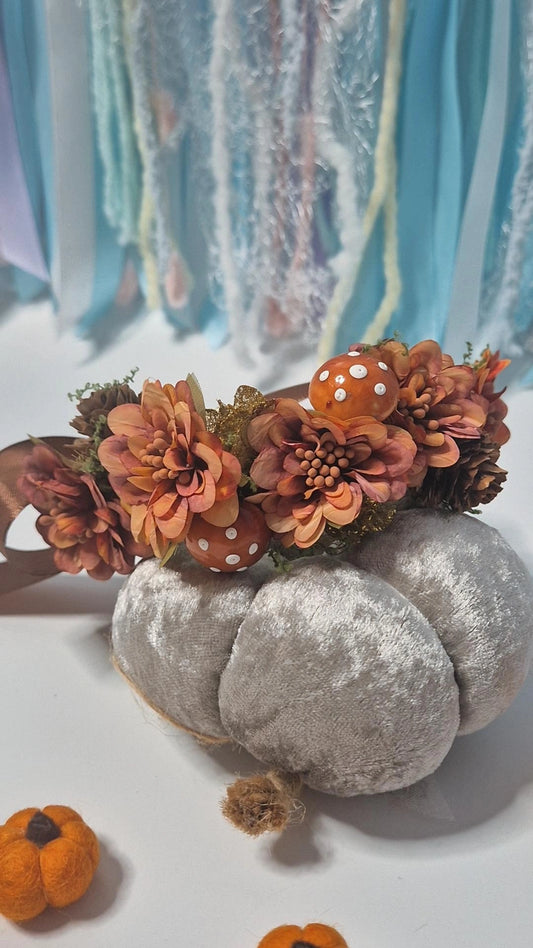 Autumn toadstool blooms adjustable flower crown (one available)