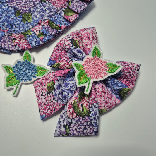 Hydrangea embroidered sailor bow