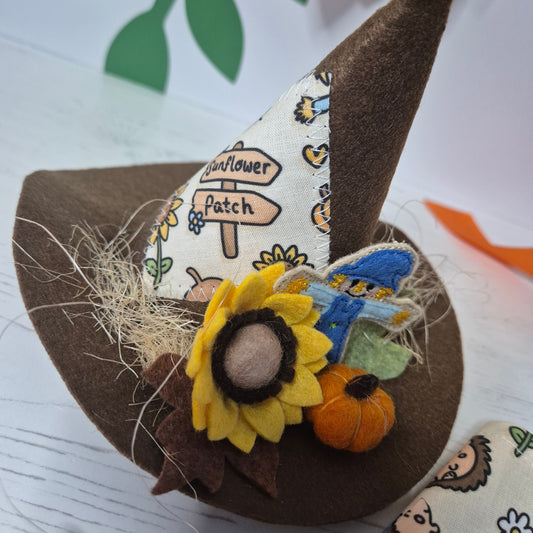 Scarecrow sunflower/pumpkin hat