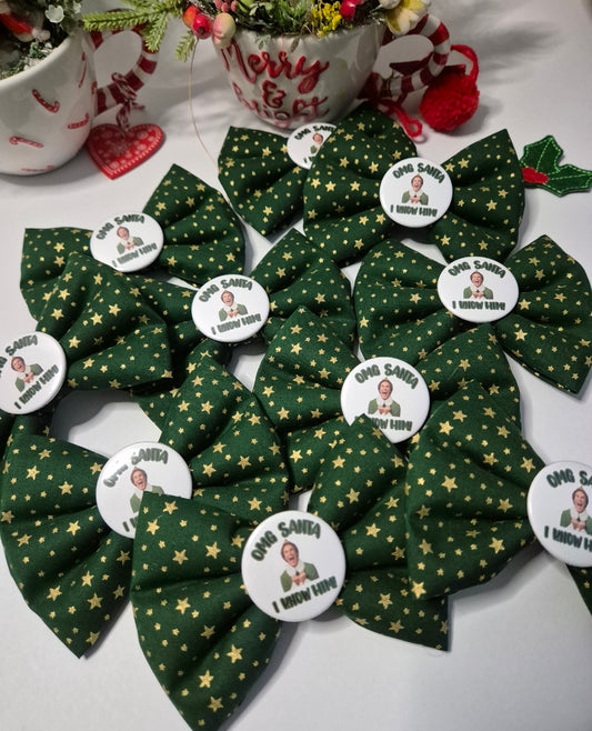 Santa I know him slogan bowtie