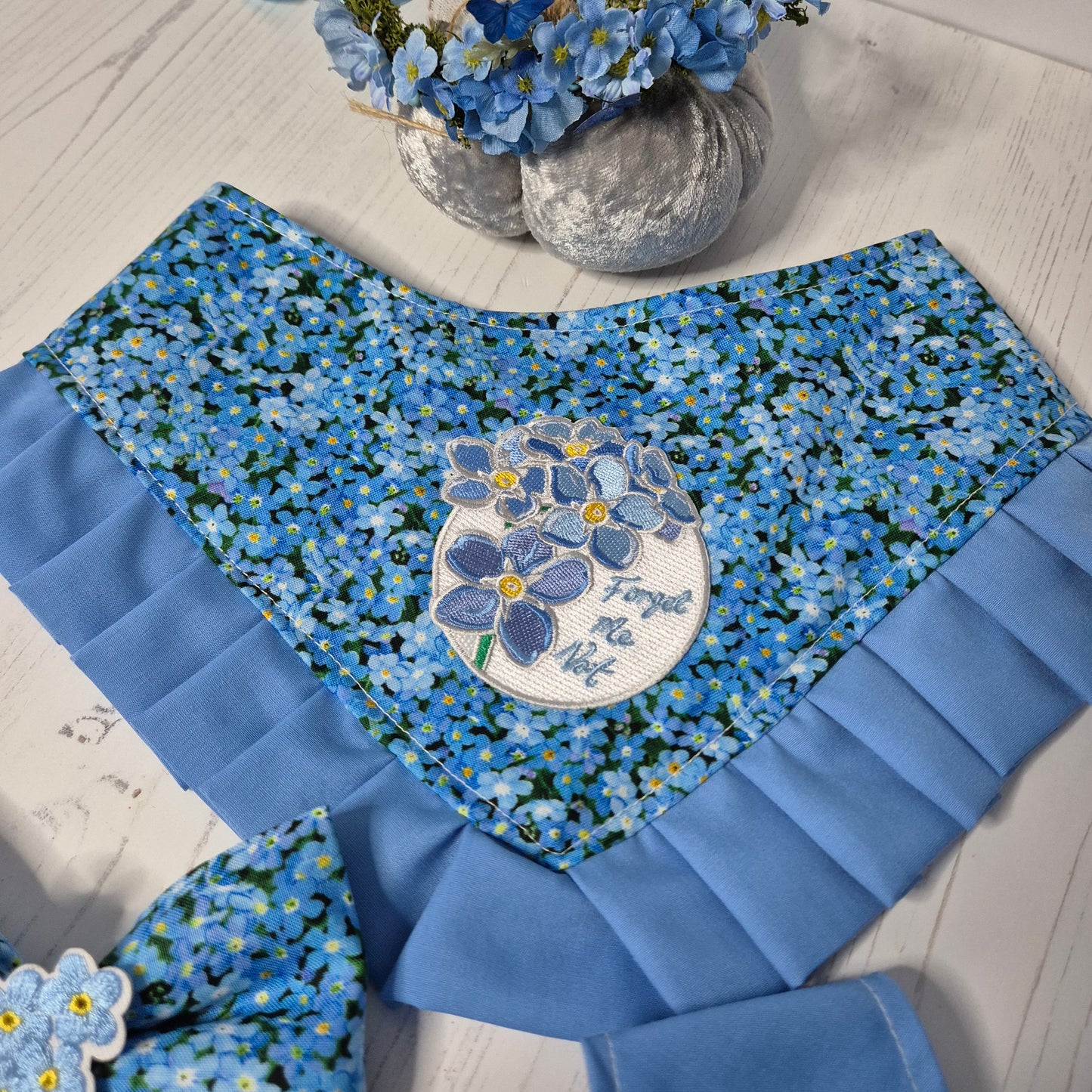 Forget me not limited edition ruffle embroidered patch bandana