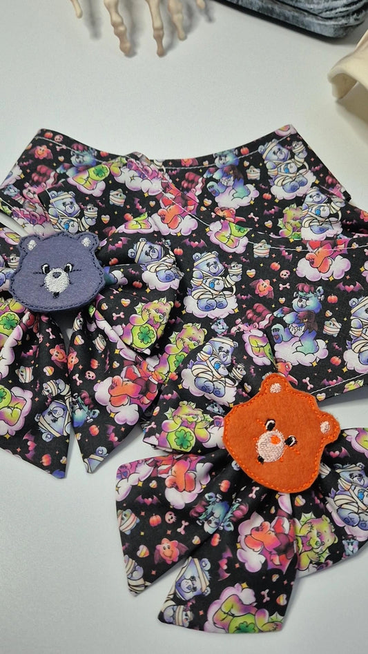 Spooky heart bears embroidered sailor bow (bowtie option)