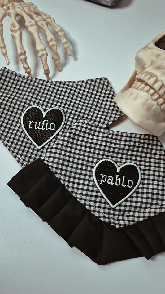 Gothic personalised heart bandana (ruffle option)