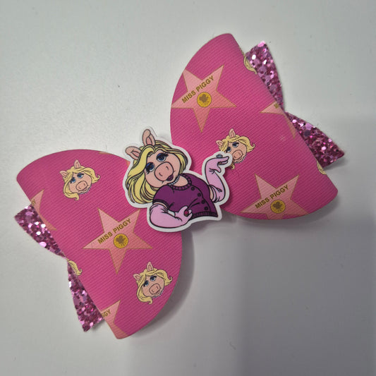 Miss pig canvas bowtie