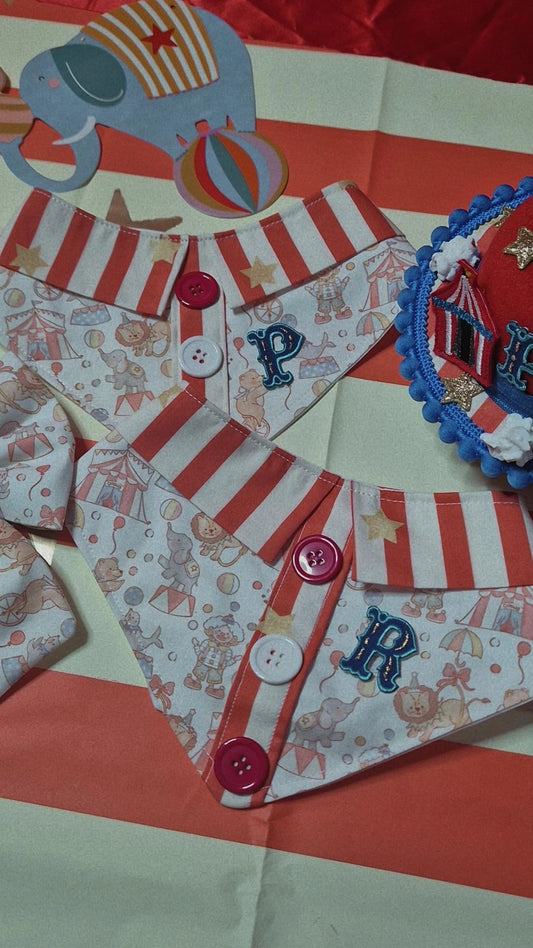 Circus embroidered initial t shirt bandana