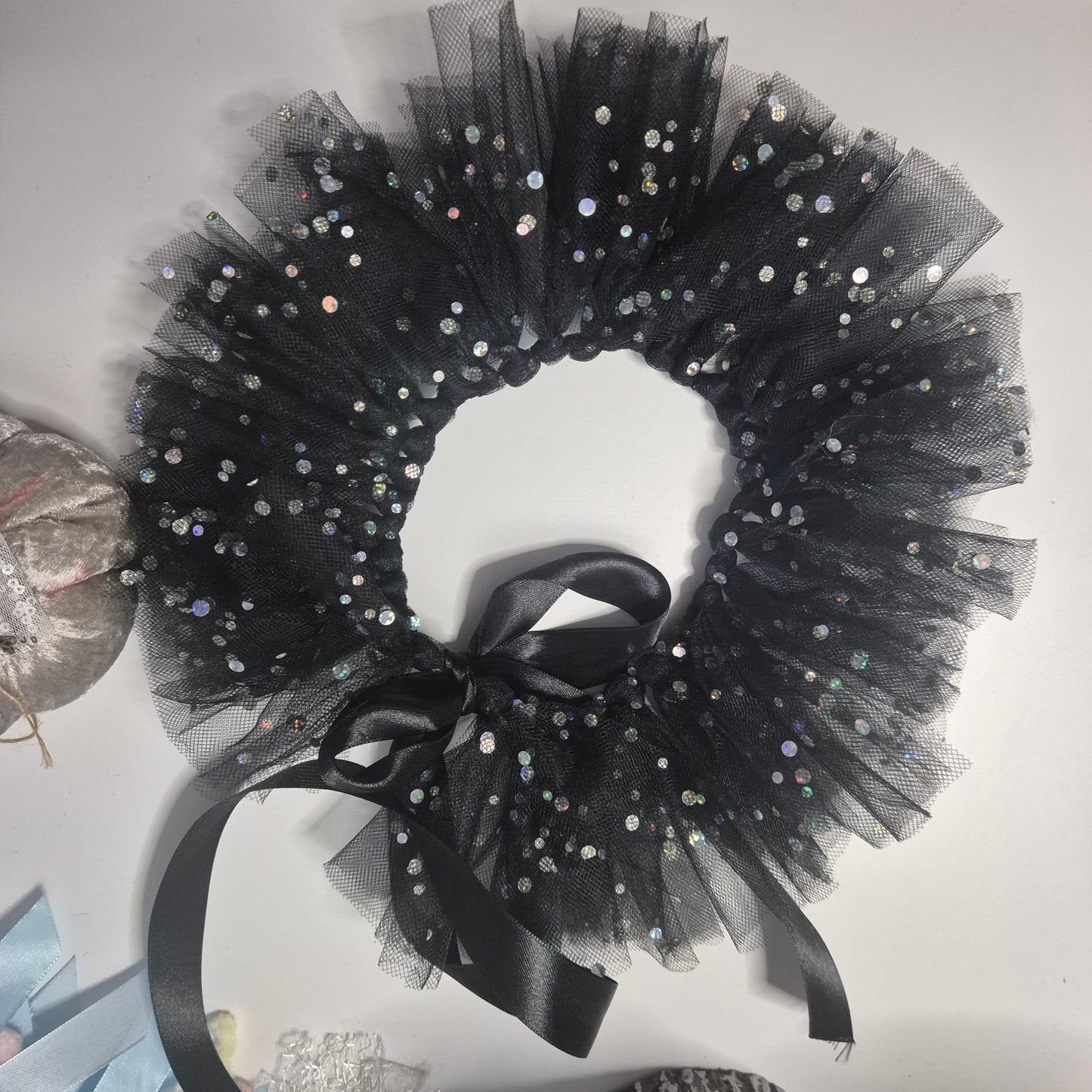 Black glitter kneck tulle up 14"