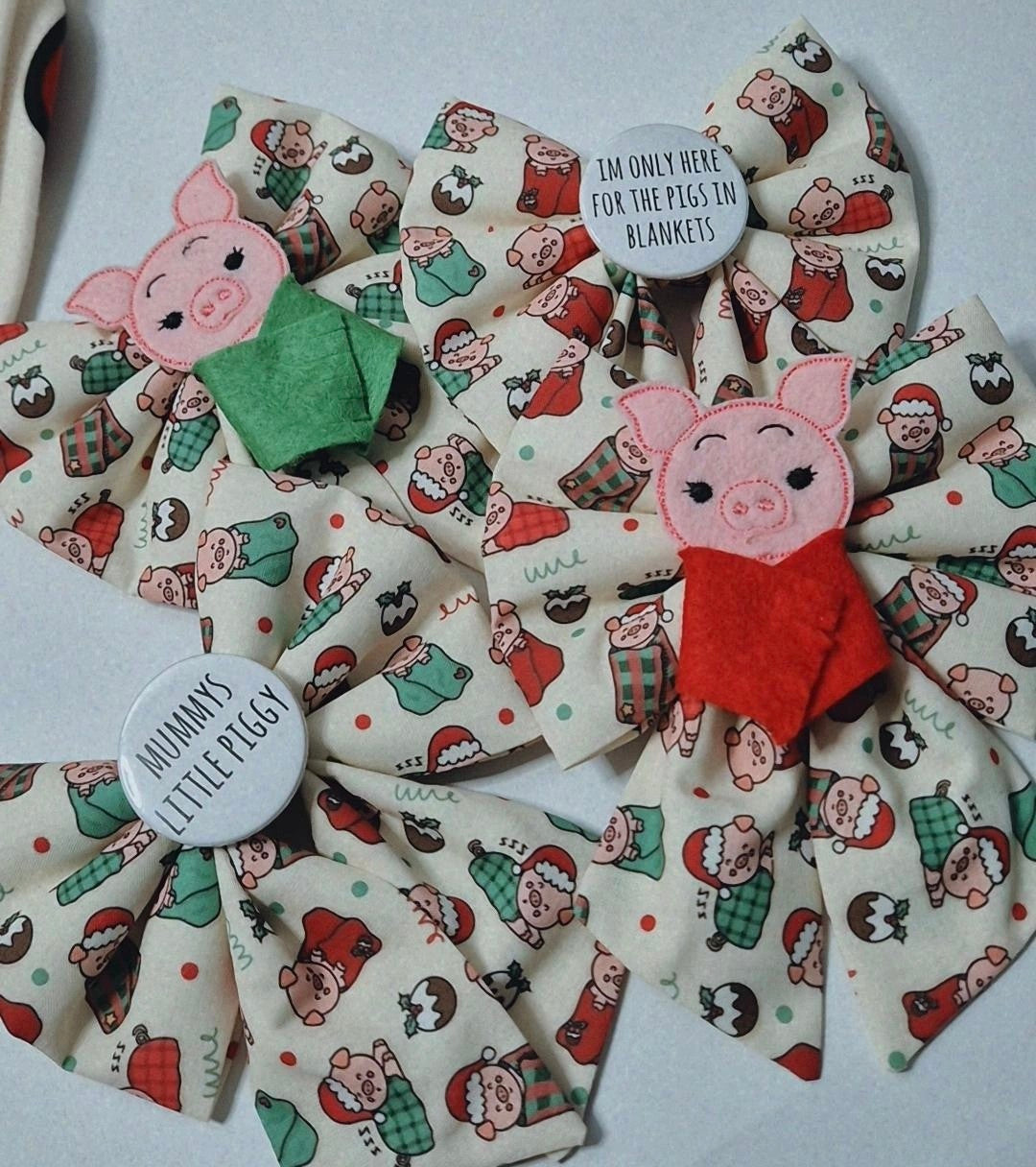 Pigs in blankets embroidered/slogan sailor bow