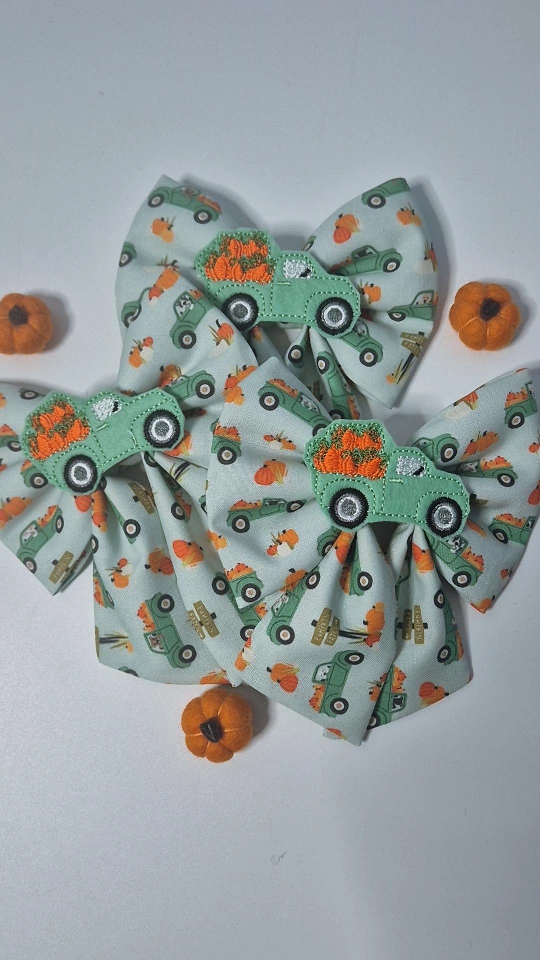 Pumpkin truck embroidered sailor bow