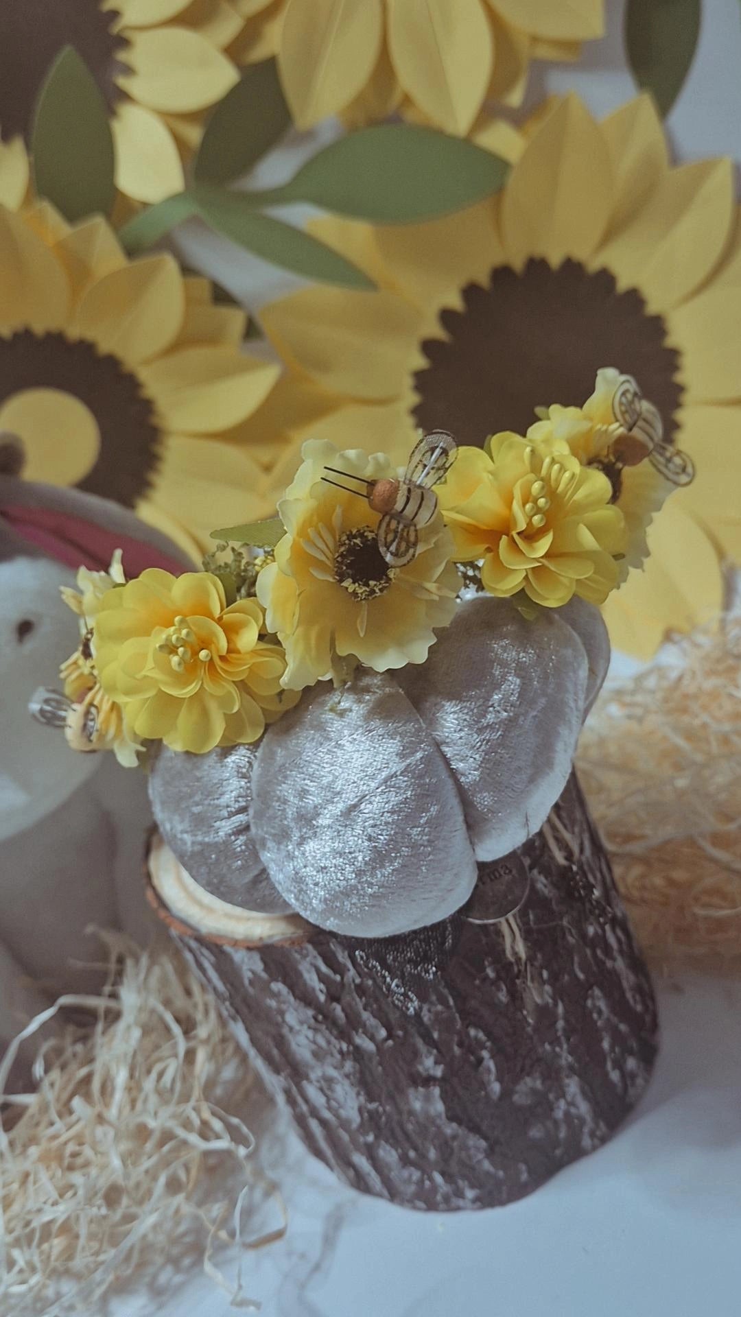 Yellow bees adjustable flower crown *one available
