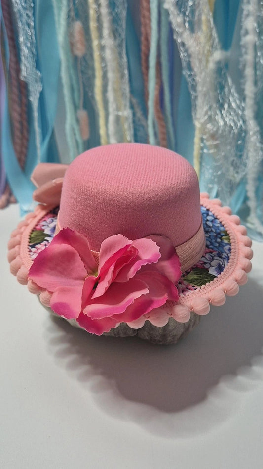 Pink hydrangea bowler hat one off