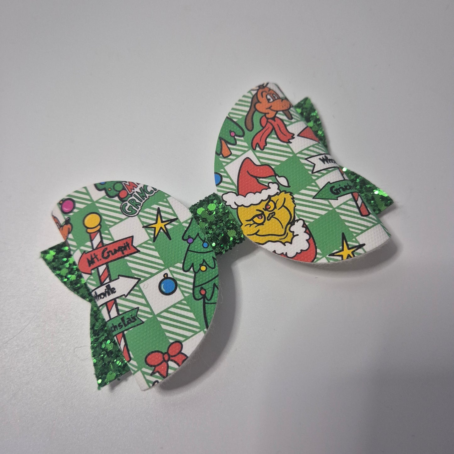 Grinch canvas bow
