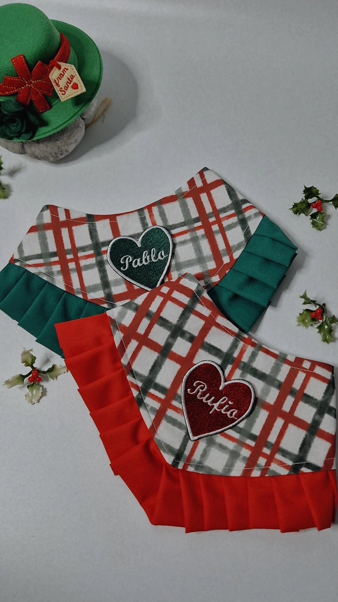 Personalised heart Christmas edition ruffle and non ruffle bandana